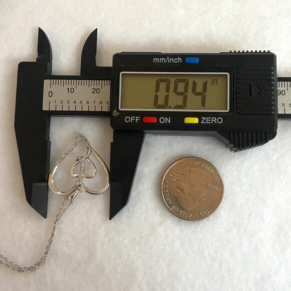 Sterling Silver 925 0.15 CTTW Diamond Heart In Heart Pendant Necklace 18" Chain - Picture 15 of 16